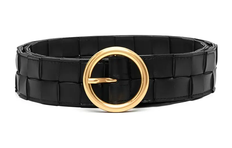 Bottega Veneta Sheepskin Leather Belts Women's Black Width 3.5cm