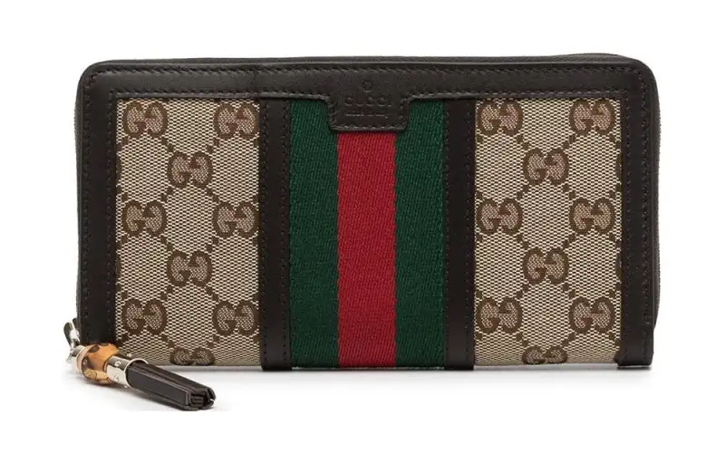 GUCCI Ophidia Canvas With Leather Card Holder, Wallet Unisex Brown