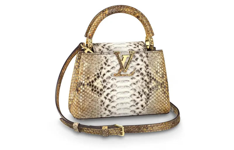 LOUIS VUITTON Capucines Python Skin Kapsyn Shoulder Bag, Crossbody Bag, Handbag Mini Women's Natural Brown/gold