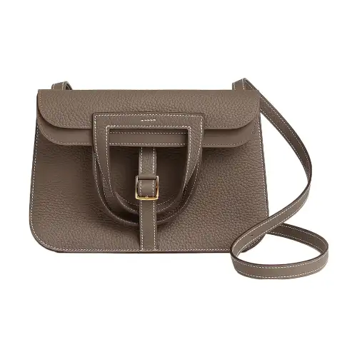 HERMES Halzan Clemence Calfskin Horseshoe Bag, Portable Crossbody Bag, Shoulder Bag Regular Women's