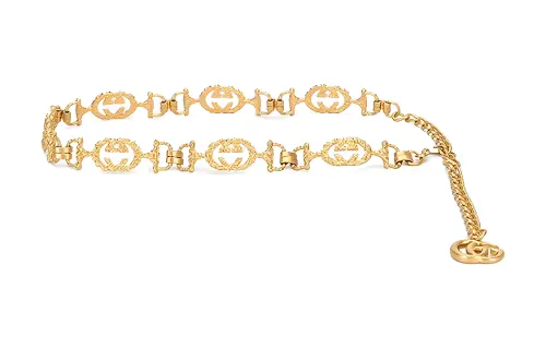 GUCCI Brass Waist Chains Women's Gold Width 3cm