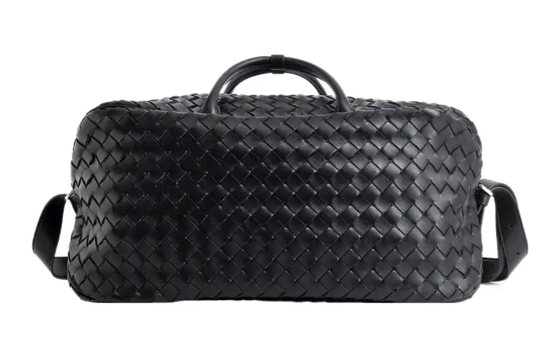 Bottega Veneta Sheepskin Cow Leather One Shoulder Crossbody Travel Bag Men's Black