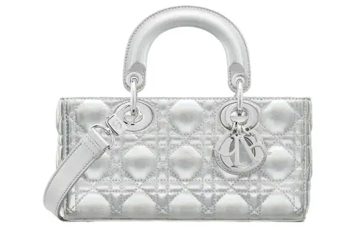DIOR Lady D JOY Sheepskin Handbag Shoulder Bag, Crossbody Bag, Handbag Small Women's Fluorescent Silver