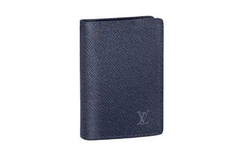 LOUIS VUITTON Pocket Organizer 3 Card Slot Taiga Bleu Marine