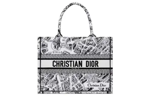 DIOR BookTote Embroidery Tote Bag, Shopping Bag, Handbag Medium Women's White/Black