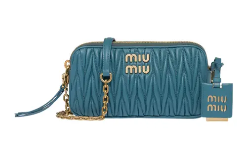MIU MIU Leather Crossbody Bag, Shoulder Bag Mini Women's Blue