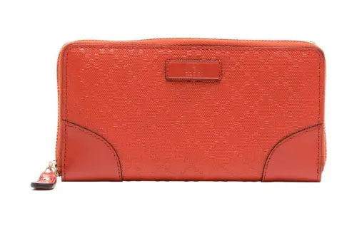GUCCI Leather Wallet Women's Orange