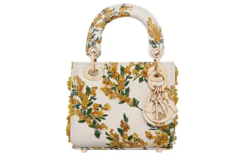 DIOR Lady Dior Embroidery Cow Leather Handbag Shoulder Bag, Crossbody Bag, Handbag Extra Mini Women's White/Multicolor