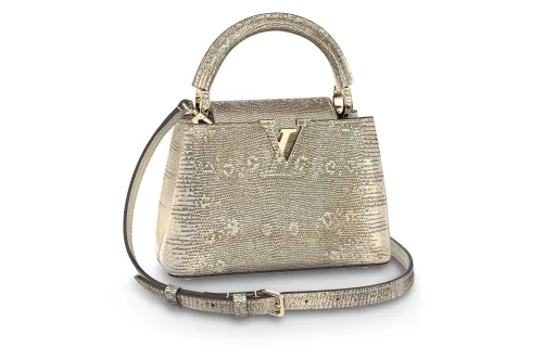 LOUIS VUITTON Capucines Lizard Skin Shoulder Bag, Crossbody Bag, Handbag Mini Women's Gold
