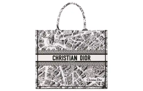 DIOR BookTote Embroidery Tote Bag, Shopping Bag, Handbag Large Women's White/Black