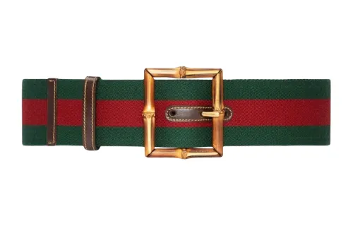 GUCCI Leather, Elastane, Bamboo Fiber Belts Women's Red/Green