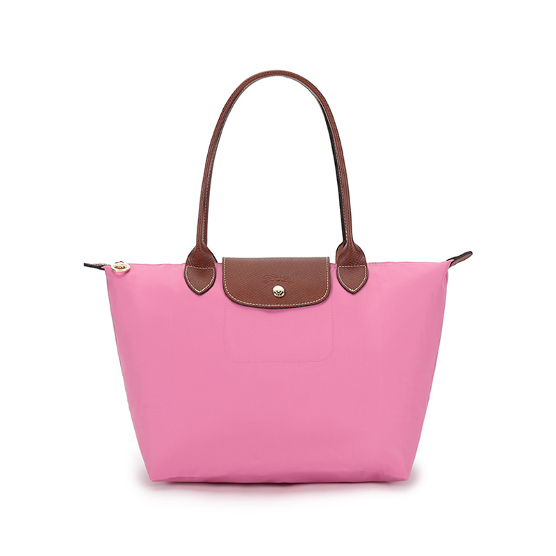 LONGCHAMP Le Pliage 28 long handle foldable fabric dumpling bag hand shoulder bag medium size for women peony pink