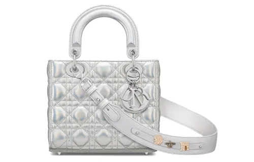DIOR Lady Dior Sheepskin Handbag Shoulder Bag, Crossbody Bag, Handbag Small Women's Fluorescent Silver