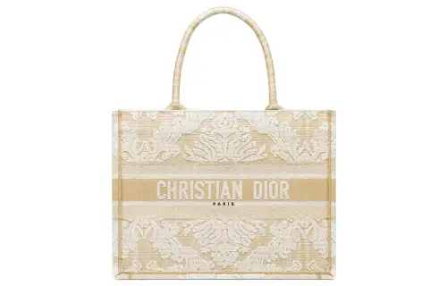 DIOR BookTote Embroidery Tote Bag, Shopping Bag, Shoulder Bag, Crossbody Bag, Handbag Medium Women's Beige