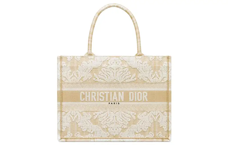 DIOR BookTote Embroidery Tote Bag, Shopping Bag, Shoulder Bag, Crossbody Bag, Handbag Medium Women's Beige