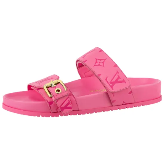 LOUIS VUITTON Bom Dia Slide Slippers Women's Rose Pink