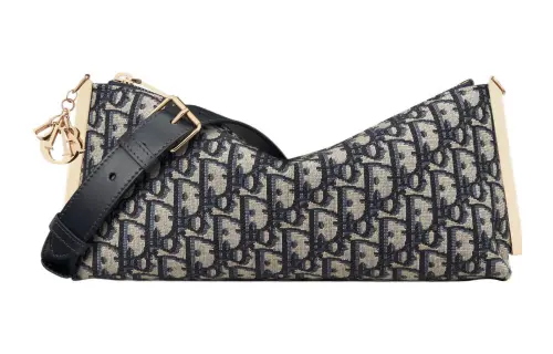 DIOR Oblique Print Embroidery Shoulder Bag, Handbag, Shoulder Bag Women's Blue