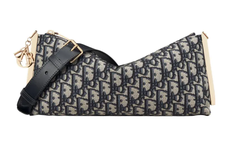 DIOR Oblique Print Embroidery Shoulder Bag, Handbag, Shoulder Bag Women's Blue