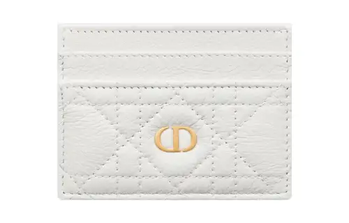 DIOR Caro Soft Cow Leather Card Holder Card Holder Women's White