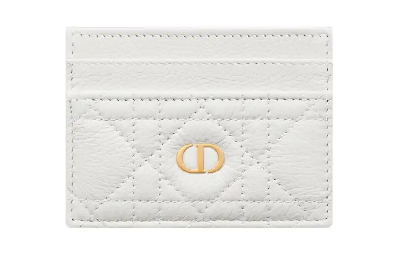 DIOR Caro Soft Cow Leather Card Holder Card Holder Women's White