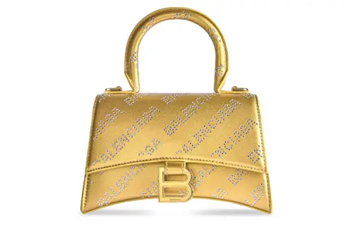 Balenciaga Hourglass Smoothing Cow Leather Shoulder Bag, Crossbody Bag, Handbag Extra Small Women's Gold