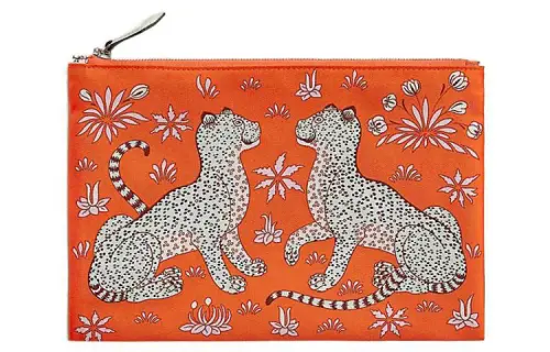 HERMES Silky Pocket Epsom Calfskin Makeup Bag Women's 8V Orange