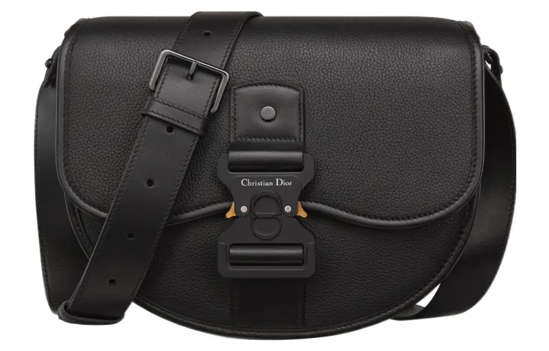 DIOR Grained Calfskin Shoulder Bag, Crossbody Bag Men's Black