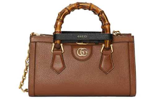 GUCCI Diana Leather Portable Crossbody Bag, Shoulder Bag Small Women's Brown