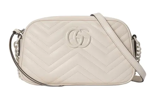 GUCCI GG Marmont Leather Crossbody Bag, Shoulder Bag Women's White