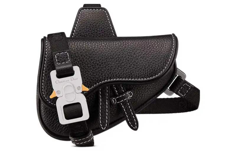 DIOR Grained Calfskin Saddle Bag, Crossbody Bag, Shoulder Bag Men's Black