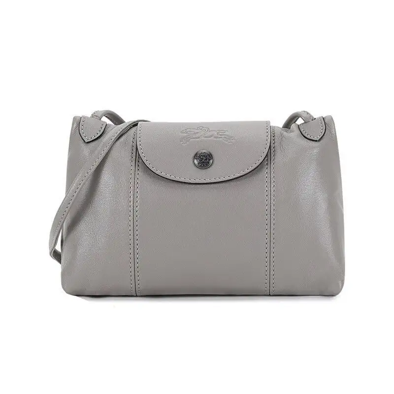 LONGCHAMP Le Pliage Cuir Sheepskin Shoulder Bag, Crossbody Bag Mini Women's Dove Color