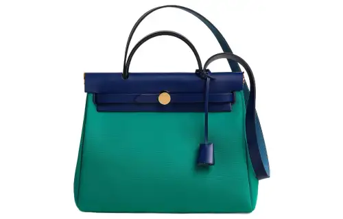 HERMES Herbag Zip Officier Canvas With Hunter Cow Leather Shoulder Bag, Crossbody Bag, Handbag 31 Unisex