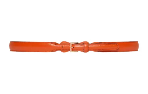 GUCCI Horsebit Leather Belts Women's Orange Width 2.3cm