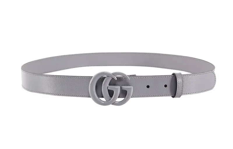 GUCCI GG Marmont Leather Belts Men's Gray