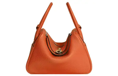 HERMES Lindy Clemence Bullock Leather Handbag Regular 26 Women's 93 Orange