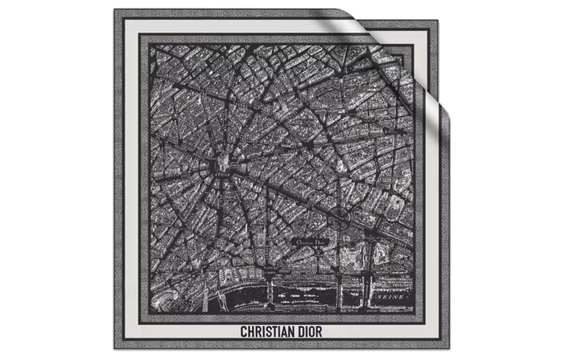Женский платок Dior Plan de Paris (черный)
