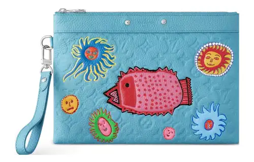 LOUIS VUITTON Yayoi Kusama Collaboration Pochette To Go Leather Clutch Regular Men's Blue