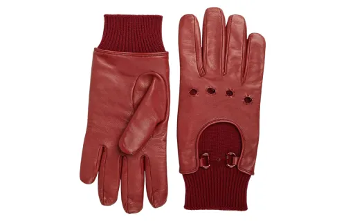 GUCCI Horsebit Gloves Men's Red