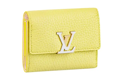 LOUIS VUITTON Capucines Taurillon Leather Capson Wallet Women's Yellow