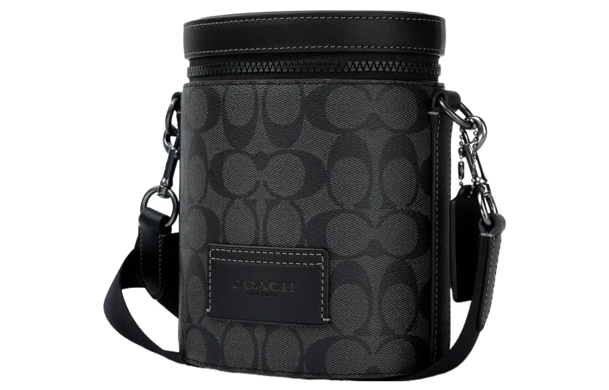 COACH Barrel Cow Leather With Artificial Leather Crossbody Bags Mini Men's Black