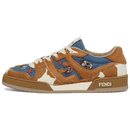 FENDI Match Skateboard Shoes Men Low-Top Brown