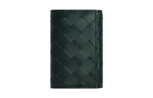 Bottega Veneta Cow Leather Card Holder Key Pouch Men's Jasper/Light Blue