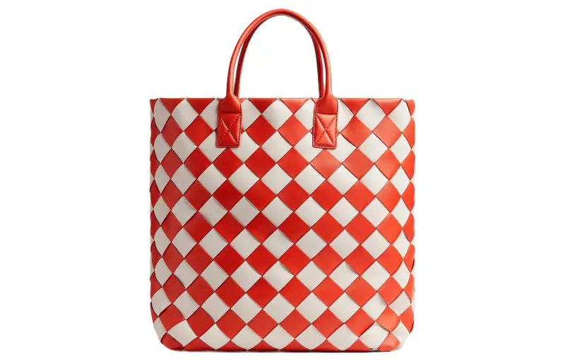 Bottega Veneta Cabat Lambskin Tote Bag, Shopping Bag, Handbag Large Women's Furong Red/Mist Color