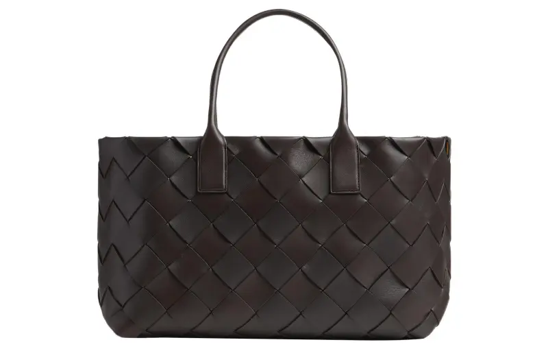 Bottega Veneta Cabat Sheepskin Tote Bag, Shopping Bag, Handbag Women's Dark Chocolate/Corn Yellow