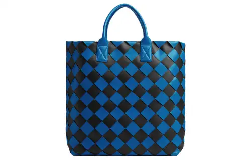 Bottega Veneta Lambskin Handbag Women's Signal Blue/Black
