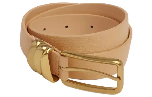 Bottega Veneta Cow Leather Belts Women's Beige Width 2.5cm