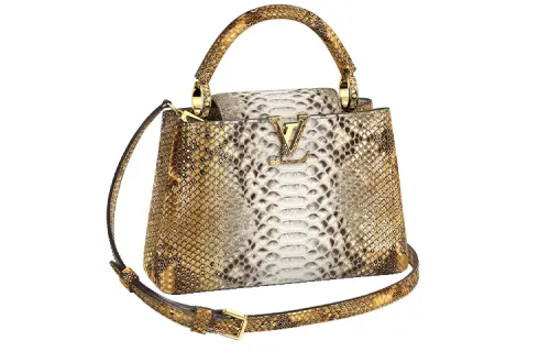 LOUIS VUITTON Capucines Python Skin Kapsyn Shoulder Bag, Crossbody Bag, Handbag Women's Natural Brown/gold