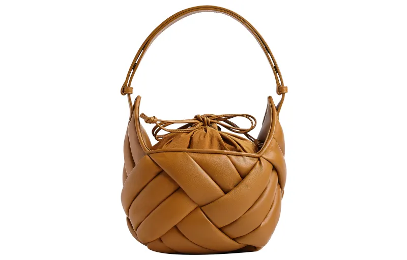 Bottega Veneta Lambskin One Shoulder Handbag Medium Women's Camel