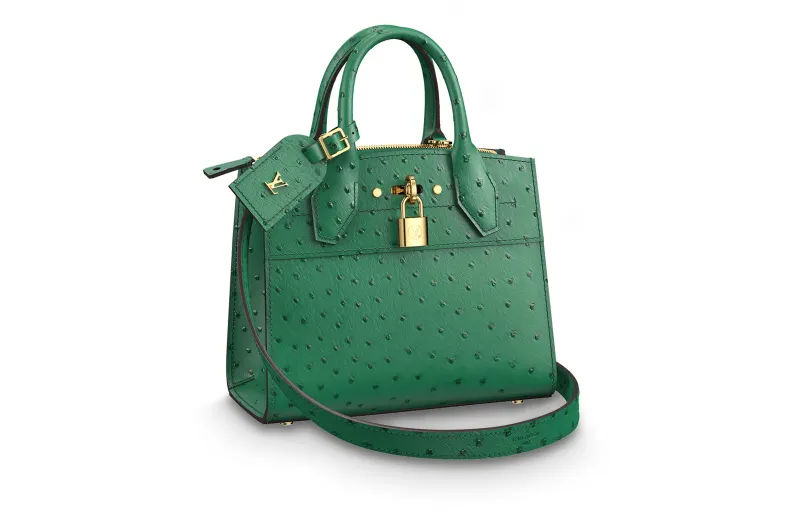 LOUIS VUITTON City Steamer Ostrich Leather Shoulder Bag, Crossbody Bag, Handbag Mini Women's Mint Green