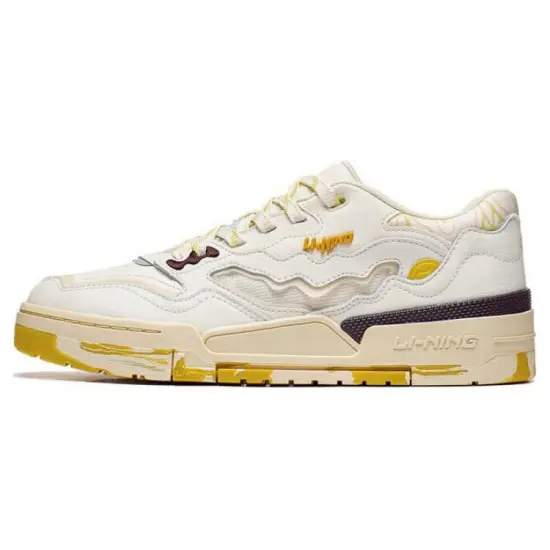 LINING 001 BTC Skateboard Shoes Men Low-Top White Yellow